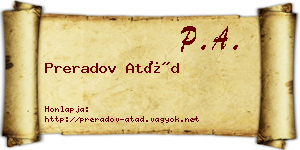 Preradov Atád névjegykártya